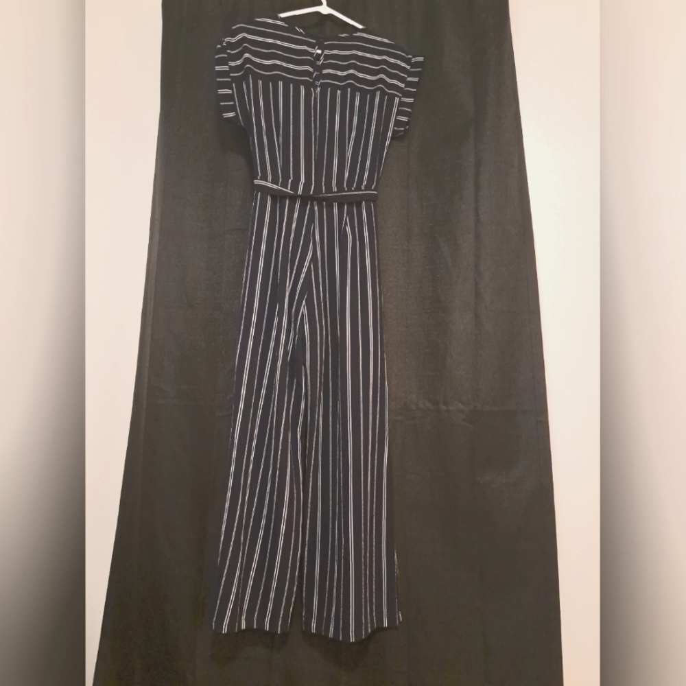 Monteau Womens Jumpsuit Stiped Navy